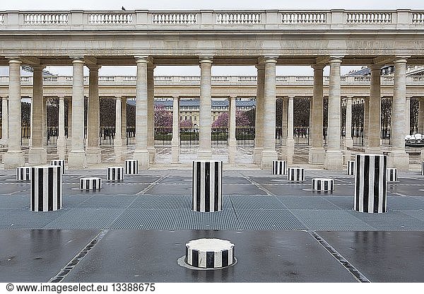 France  Paris  Palais Royal (Royal Palace) Daniel Buren's work of art in the Ministry of Culture square
