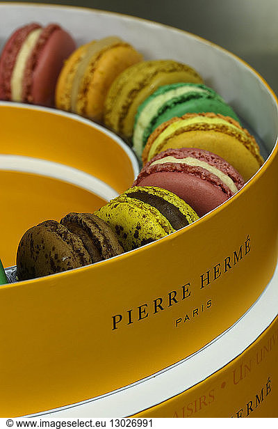 France  Paris  Pierre Herme shop  pastries stores  proposing desserts  chocolates  ice creams and macaroons in a gastronomy version  72 Bonaparte street