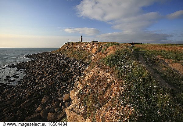 France  Pas de Calais  Audinghen  Cap Gris Nez  walk on the cliff to the lighthouse