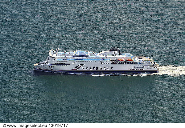 France  Pas de Calais  Seafrance ferry between France and England in the English Channel (aerial view)