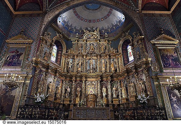 France  Pyrenees Atlantiques  Basque Country  Saint Jean de Luz  the Saint-Jean-Baptiste (Saint John the Baptist) Church  17th century altarpiece in gilded wood