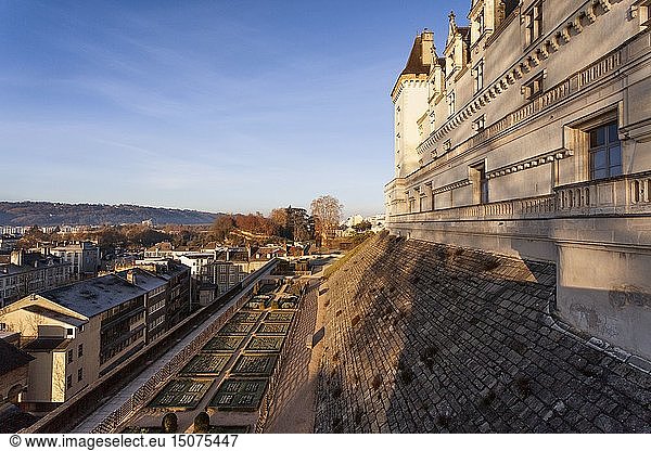 France Pyrenees Atlantiques Bearn Pau 14th century castle place of birth of king Henry IV and castle's formal garden