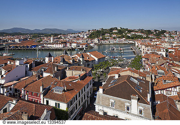 France Pyrenees Atlantiques Saint Jean de Luz view from the bell tower of Saint Jean Batiste church