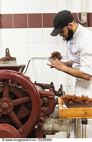 France  Rhone  Lyon  chocolaterie Bernachon  preparation of the President cake