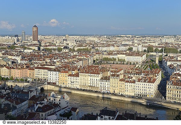 France  Rhone  Lyon  historical site listed as World Heritage by UNESCO  la place Bellecour in the district of La Presqu'Ile between the Saone and Rhone  Credit Lyonnais tower called the Pencil by architects Cossutta & Associates in the background
