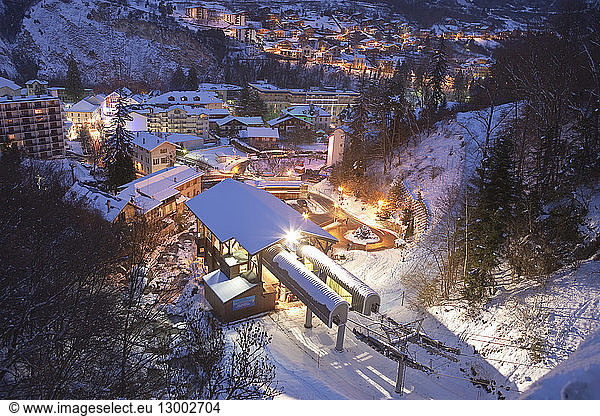 France  Savoie  Brides les Bains  Tarentaise  station of cable railway of the Olympe  Trois Vallees ski area