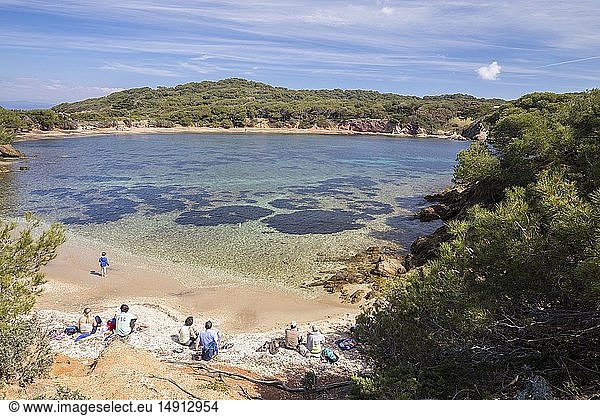 France Var Iles d'Hyeres national park of Port-Cros Island of Porquerolles creek black beach of Langoustier
