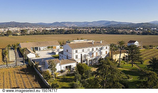 France Var La Londe Les Maures Le Bastidon castle AOP Cotes de Provence (aerial view)