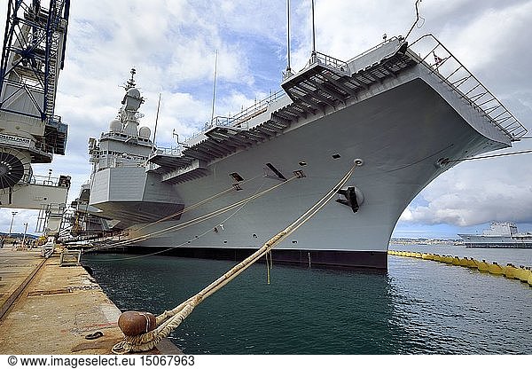 France  Var  Toulon  the naval base (Arsenal)  the Charles de Gaulle nuclear powered aircraft carrier on mid life renovation