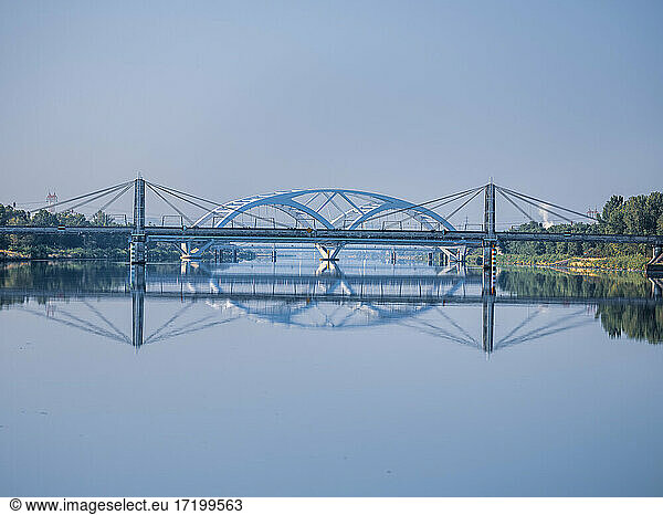 France  Vaucluse  LGV bridge reflecting in river Rhone