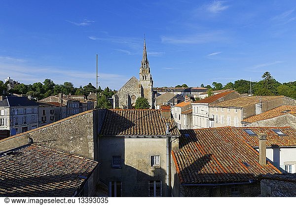 France  Vienne  La Mothe Saint Heray  view of the roofs and the bell tower of the city