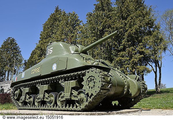 France  Vosges  Dompaire  memorial of the battle of tanks of the 2nd Db of Gal Leclerc which took place from 12 to 15 September 1944  the tank Sherman Corse