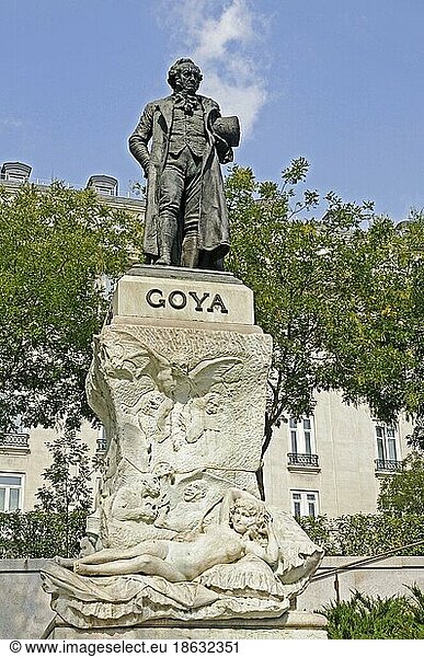 Francisco de Goya Monument  Museum  to Museo del Prado  Madrid  Spain  Spanish painter and graphic artist  Europe