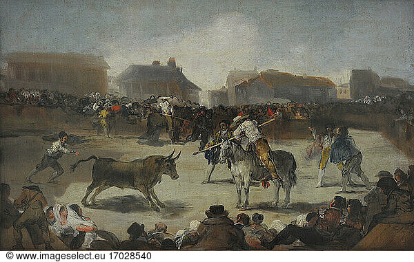 Francisco de Goya y Lucientes (1746-1828). Spanish painter. Bulls in a town  1808-1812. San Fernando Royal Academy of Fine Arts. Madrid. Spain.