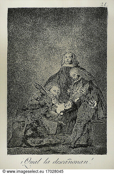 Francisco de Goya y Lucientes (1746-1828). Spanish painter. Los Caprichos. Plate 21. How they pluck her! (Cual la descañonan!). San Fernando Royal Academy of Fine Arts. Madrid. Spain.