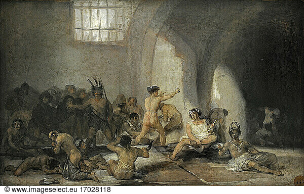 Francisco de Goya y Lucientes (1746-1828). Spanish painter. The Madhouse (Casa de Locos)  1812-1819. San Fernando Royal Academy of Fine Arts. Madrid. Spain.