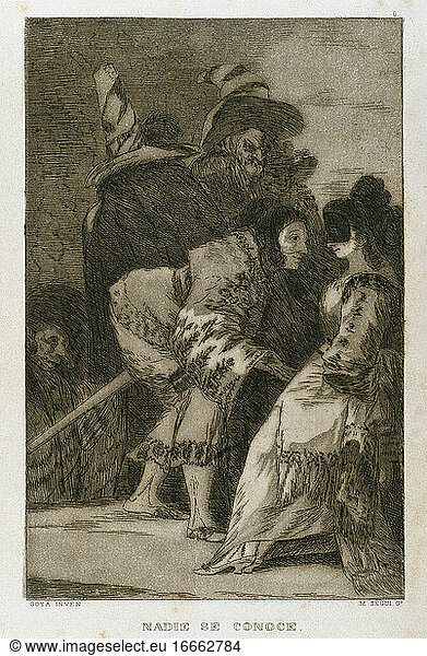 Francisco Goya (1746-1828). Capricen. Plakette 6. Niemand kennt sich selbst. Prado-Museum. Madrid. Spanien.