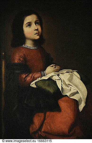 Francisco Zurbaran (1598-1664). Spanischer Barockmaler. Kindheit der Jungfrau. 1658-1660. Staatliches Eremitage-Museum. Sankt Petersburg. Russland.