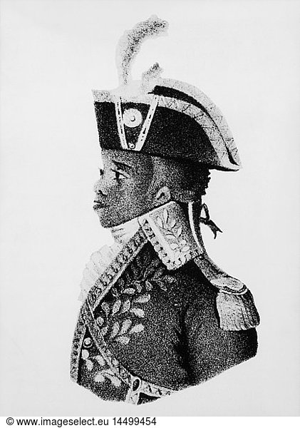 Francois Dominique Toussaint L'Ouverture (1744-1803)  Haitian Patriot  Etching