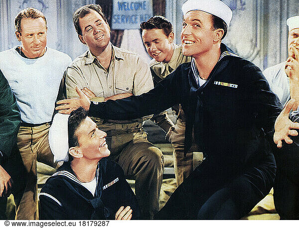 Frank Sinatra  Gene Kelly  on-set of the Film  'Anchors Aweigh''  MGM  1945