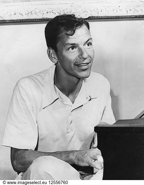Frank Sinatra (1915-1998) preparing for a radio broadcast  Hollywood  USA  c1950s. Artist: Unknown