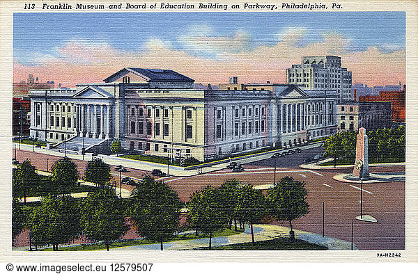 Franklin Institute and Board of Education Building  Philadelphia  Pennsylvania  USA  1937. Künstler: Unbekannt