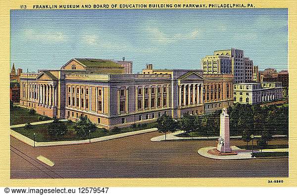 Franklin Institute and Board of Education Building  Philadelphia  Pennsylvania  USA  1933. Künstler: Unbekannt