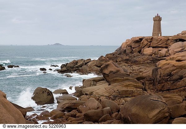 Frankreich  Europa  Küste  Leuchtturm  pink  Bretagne  Granit
