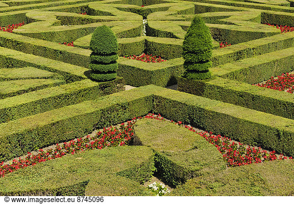 Frankreich  Palast  Schloß  Schlösser  Wahrzeichen  Garten  Ansicht  Erhöhte Ansicht  Aufsicht  heben  Zaun  Renaissance  UNESCO-Welterbe  Loiretal