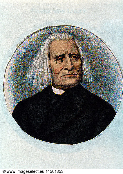 Franz Liszt (1811-1886)  Hungarian Composer  Portrait  Lithograph