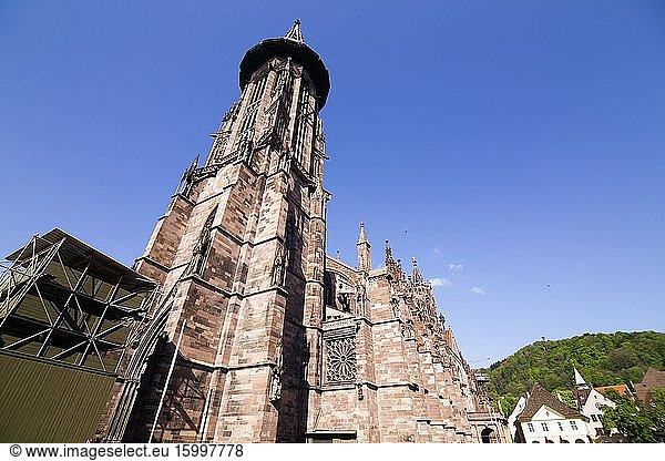 Freiburg cathedral on April 21  2017 Germany.
