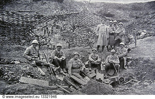 French camouflaged position at outset of the German advance in World war One