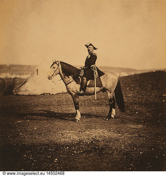 French General Pierre Bosquet  Portrait Sitting on Horse  Crimean War  Crimea  Ukraine  by Roger Fenton  1855