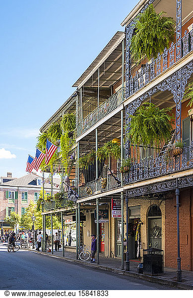 French Quarter balconies on Royal Street  New Orleans  Louisiana  United States