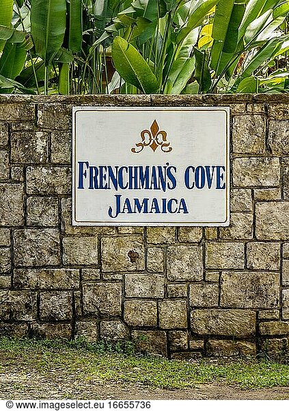 Frenchman's Cove Schild  Portland Parish  Jamaika.