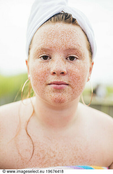 Fresh Freckled face Gen Z Beauty Portrait