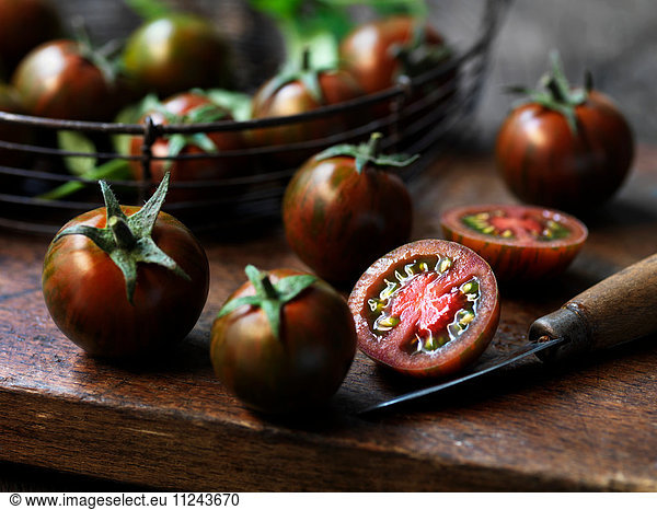 Fresh organic fruit,  green tiger tomatoes