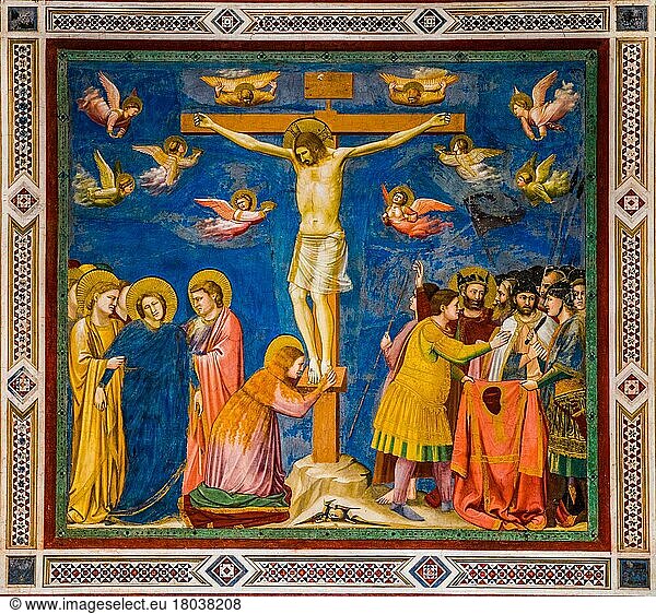 Fresko: Kreuzigung Jesu  Cappella degli Scrovegni  mit dem berühmten Freskenzyklus von Giotto  Wegbereiter der Renaissance  Padua  Schatzkammer im Herzen Venetiens  Italien  Padua  Venetien  Italien  Europa