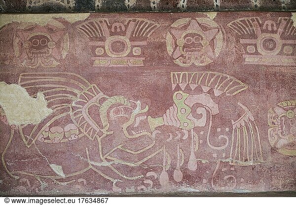 Fresko  Unterirdischer Museumsbereich  Ruinenstadt Teotihuacan  Mexiko  Mittelamerika
