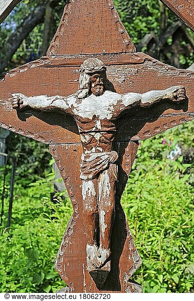 Friedhof  Dorf Leud  Maramures  Rumänien  Kruzifix  Kreuz  Europa