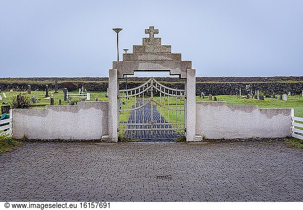 Friedhof im Fischerdorf Eyrarbakki an der Südküste von Island.