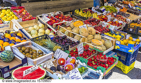 Fruit stall on the market  Sirmione  Lake Garda  Italy