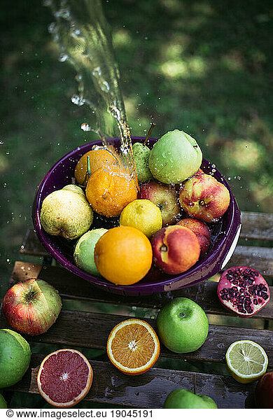 Fruit washing in nature.