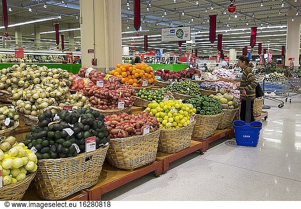 Fruits and vegetables in the Lider department store in Vina del Mar  Chile.