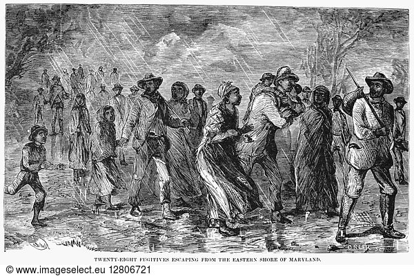 FUGITIVE SLAVES  1872. Escape from the eastern shore of Maryland before the Civil War. Engraving  1872.