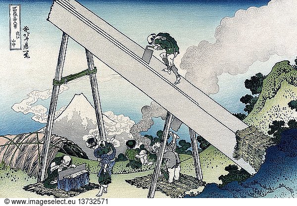 Fuji aus der Sicht eines Sägewerks 1830'.