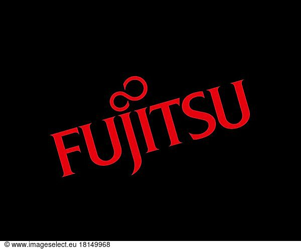 Fujitsu Technology  Solutions Fujitsu Technology  Solutions  gedrehtes Logo  Schwarzer Hintergrund