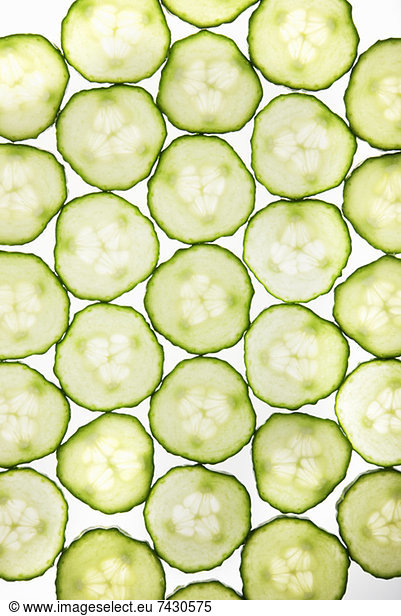 Full frame of cucumber slices