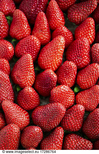 Full frame of fresh ripe strawberries