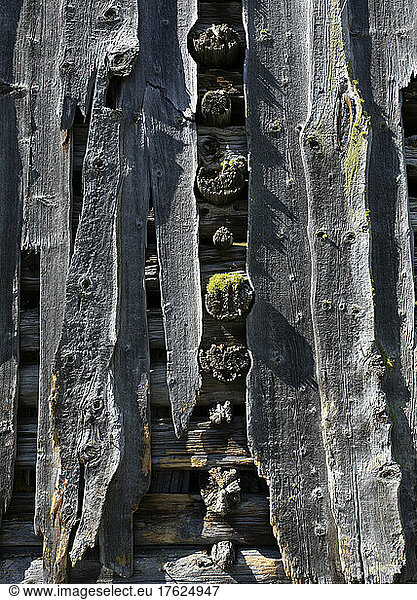 Full frame of old weathered wooden wall